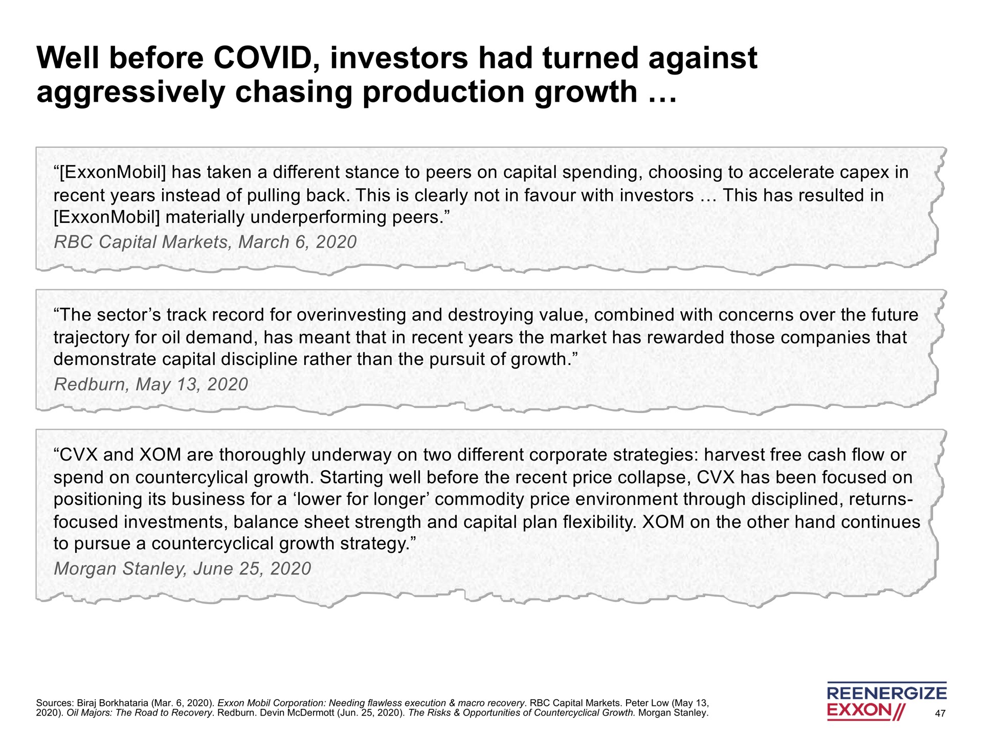 well before covid investors had turned against aggressively chasing production growth | Engine No. 1