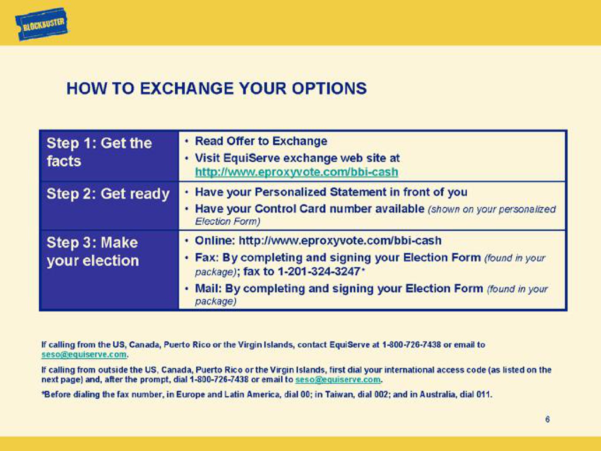 how to exchange your options | Blockbuster Video