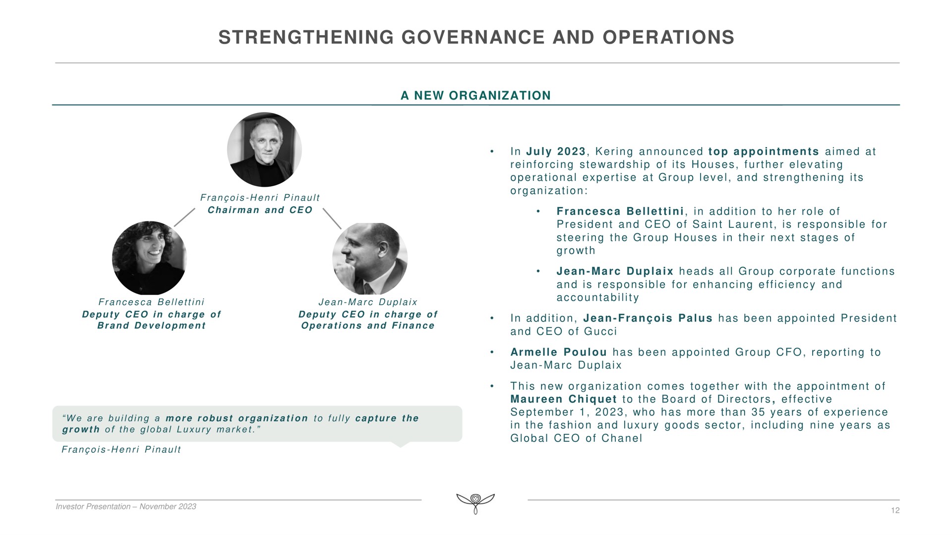 strengthening governance and operations | Kering