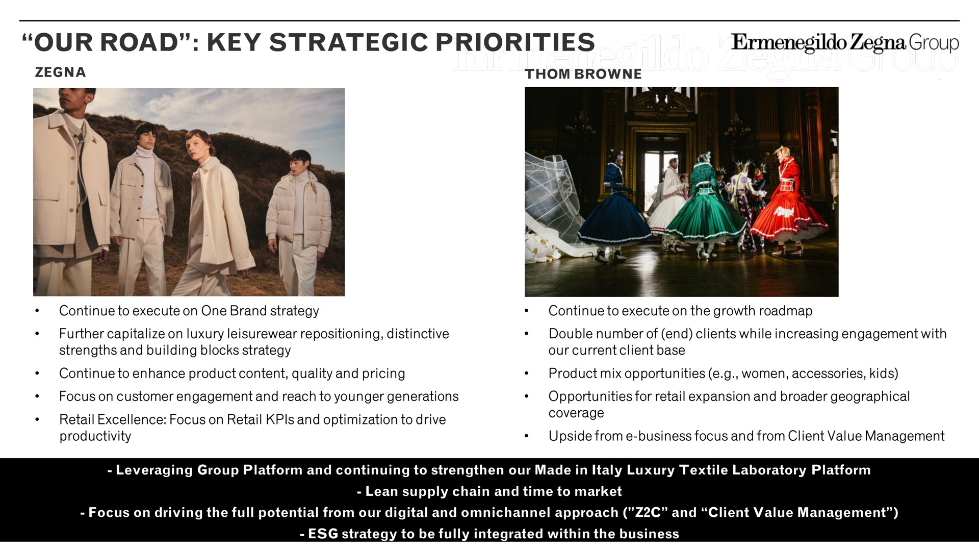 our road key strategic priorities group | Zegna