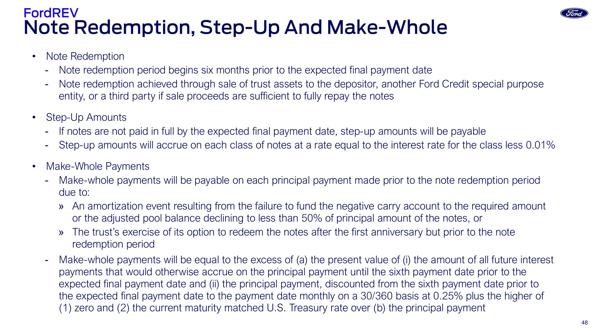 note redemption step up and make whole | Ford Credit