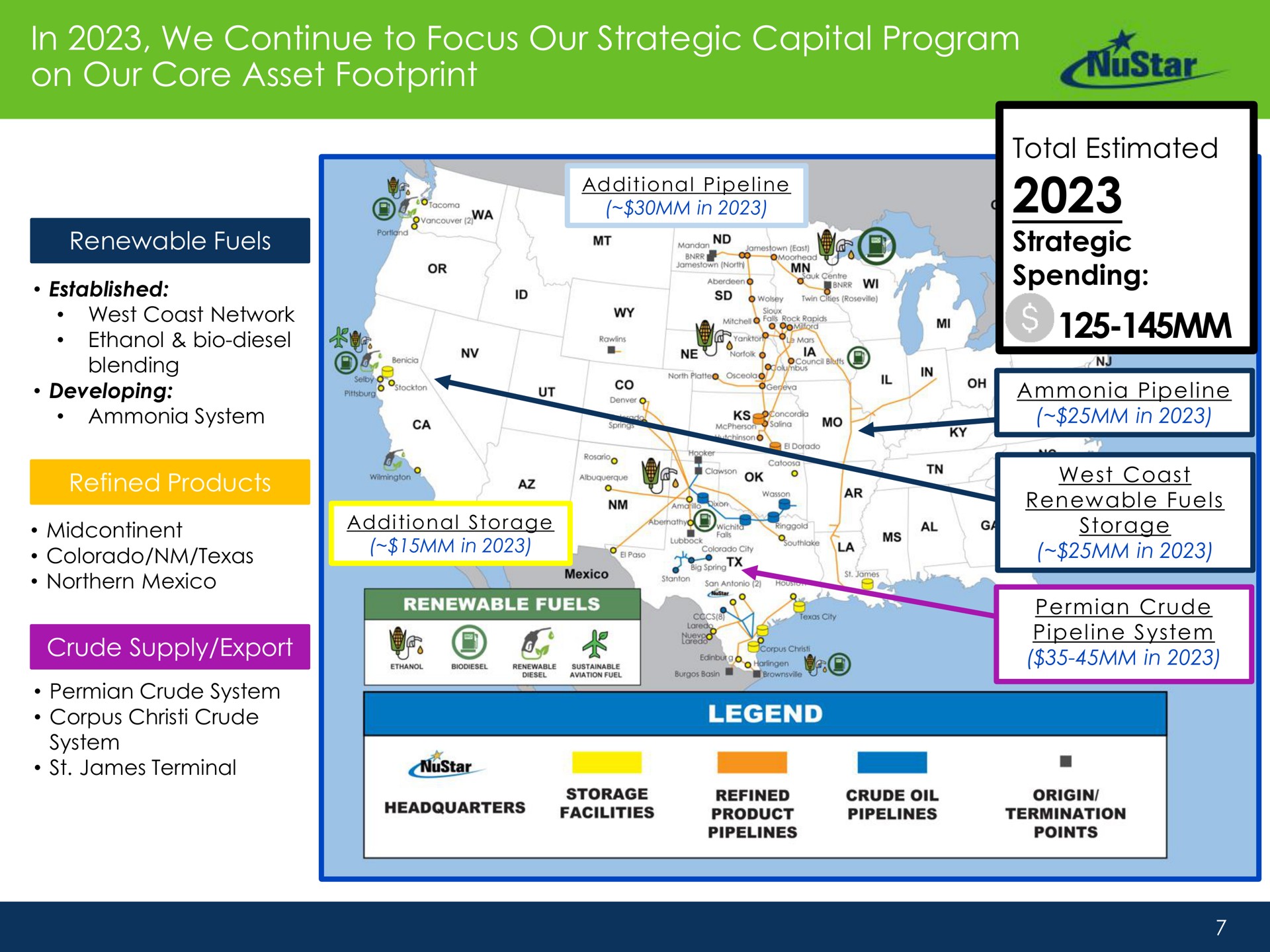 in we continue to focus our strategic capital program on our core asset footprint established nae spending | NuStar Energy