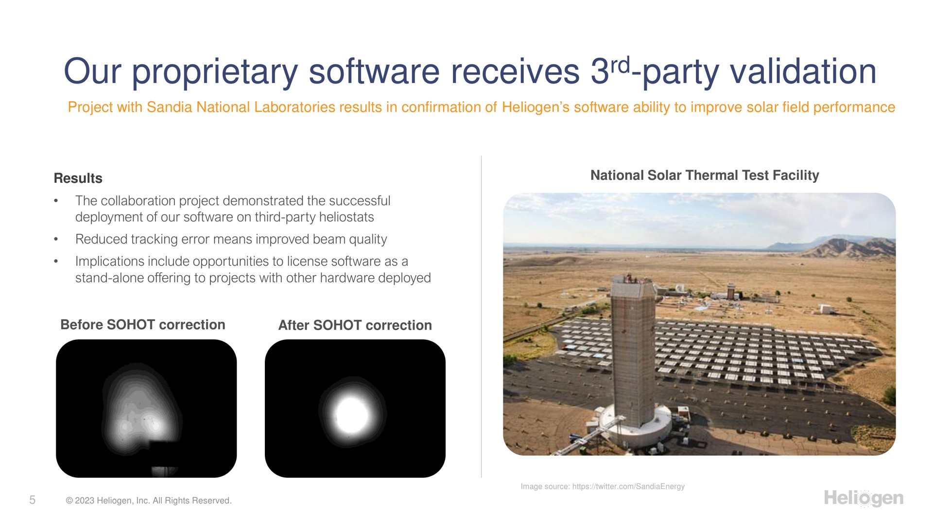our proprietary receives party validation party | Heliogen