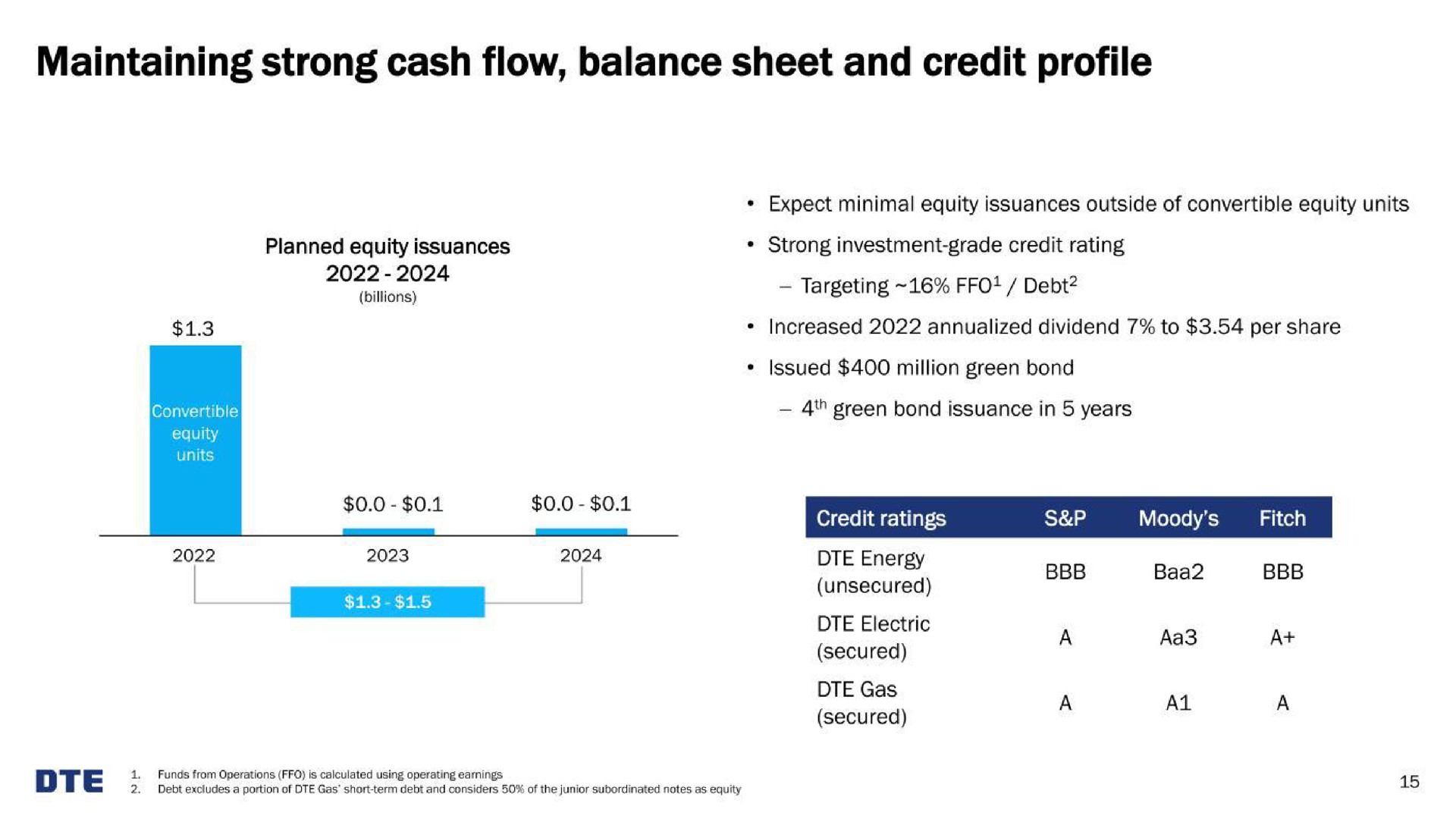 maintaining strong cash flow balance sheet and credit profile | DTE Electric