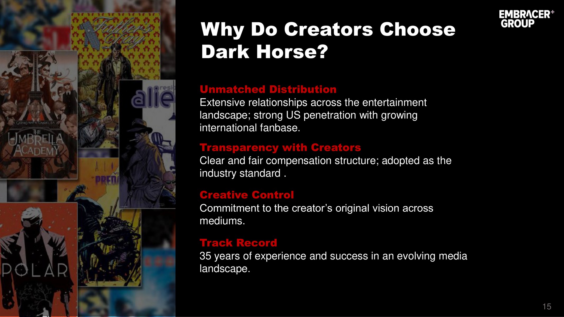 why do creators choose dark horse | Embracer Group