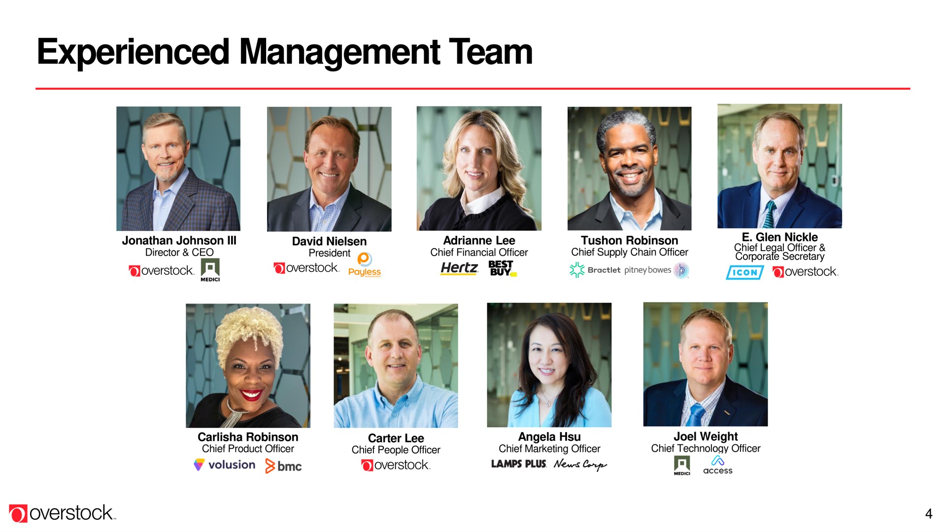 experienced management team | Overstock