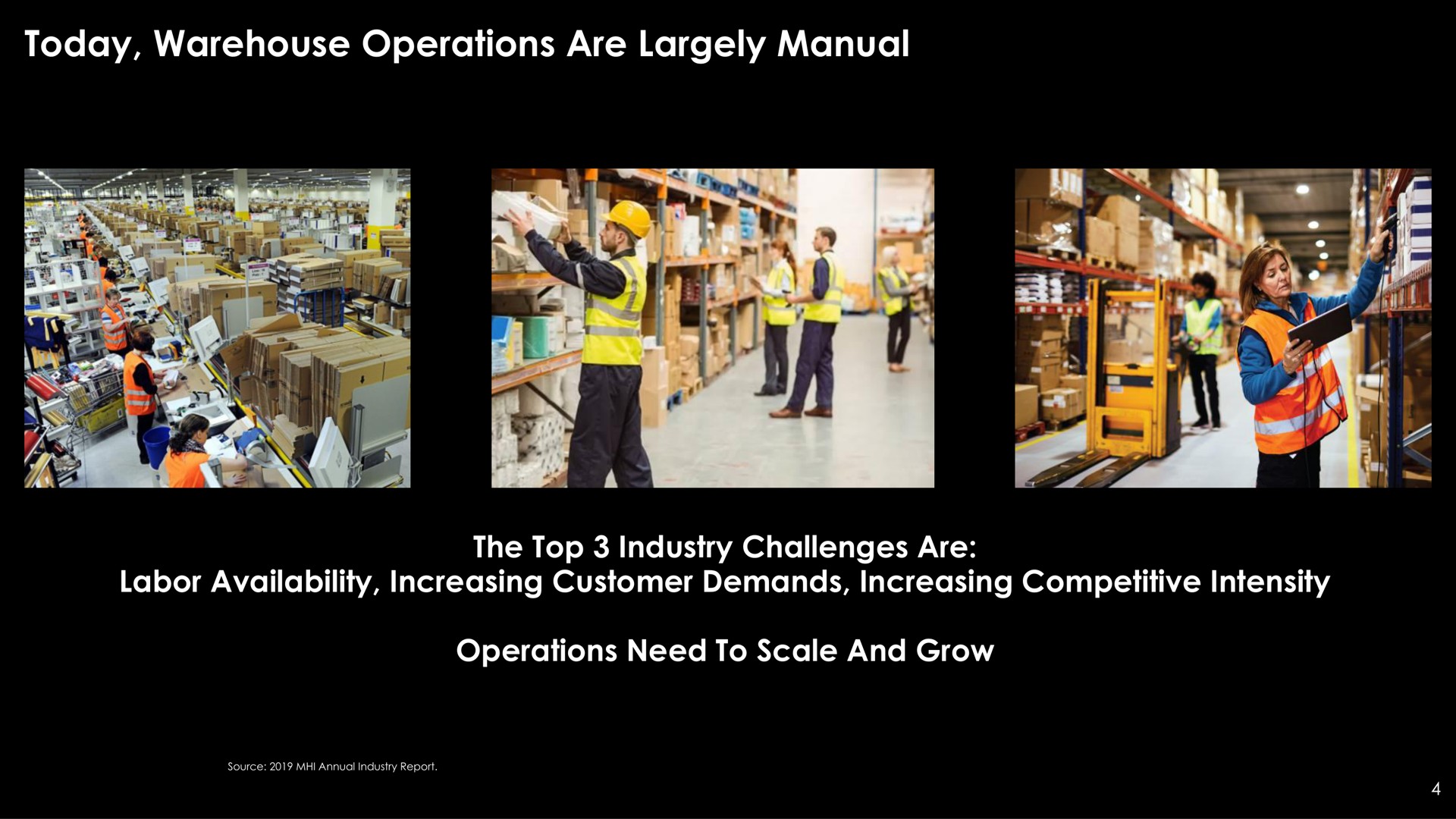 today warehouse operations are largely manual the top industry challenges are labor availability increasing customer demands increasing competitive intensity operations need to scale and grow | Berkshire Grey