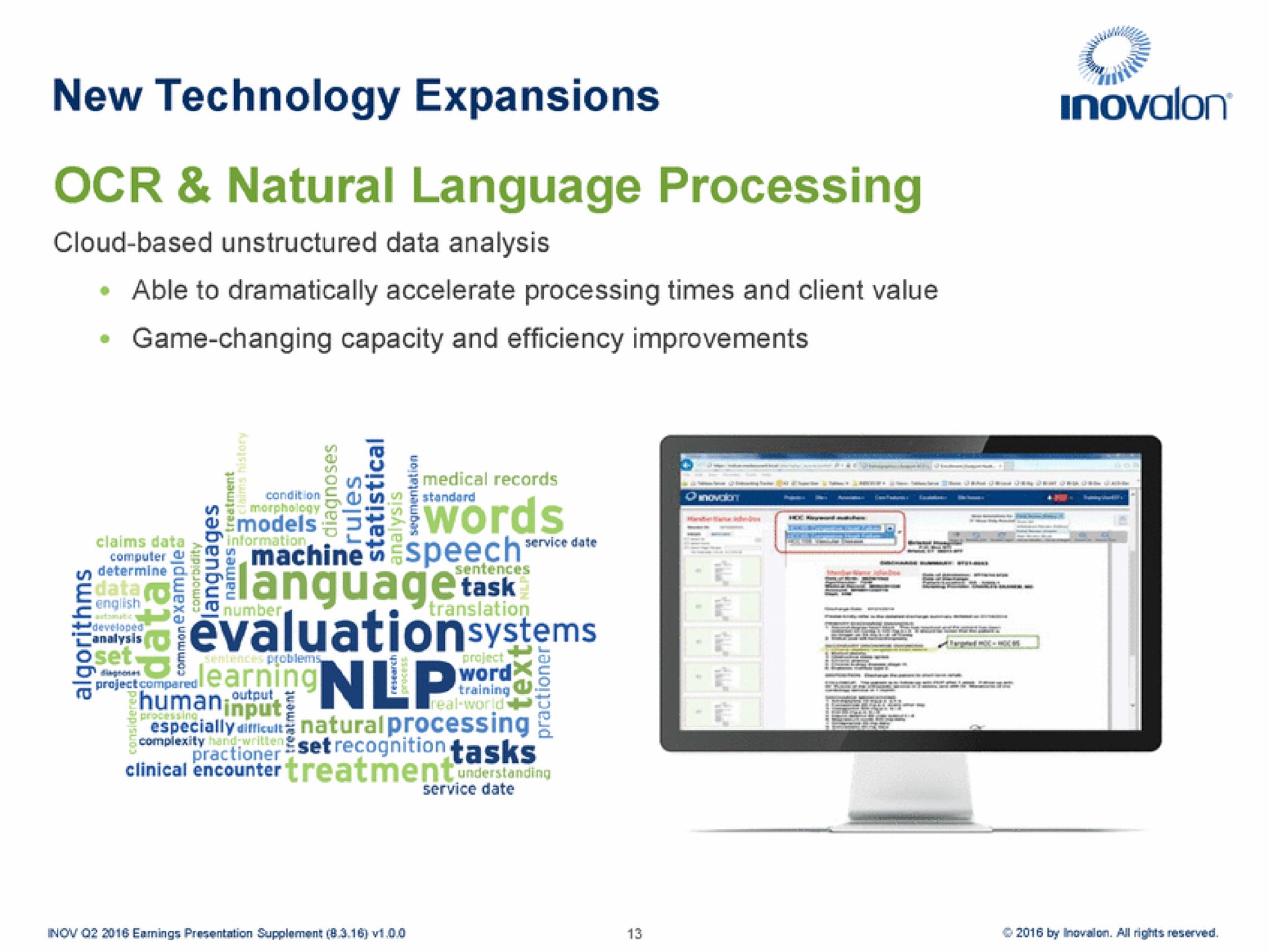 new technology expansions natural language processing machine task sina | Inovalon