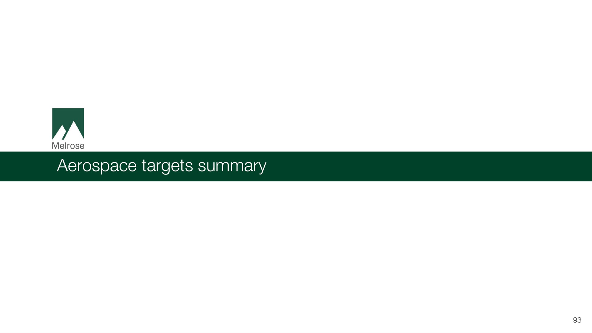 targets summary | Melrose