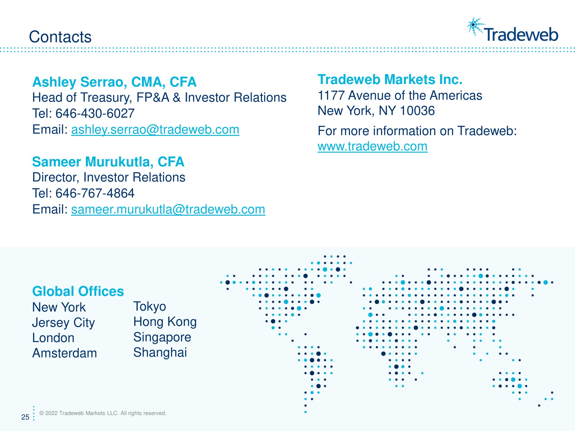 contacts head of treasury a investor relations director investor relations markets avenue of the new york for more information on global offices new york jersey city hong shanghai poe pee gee cere nace tare ace cesses vise ses wee | Tradeweb