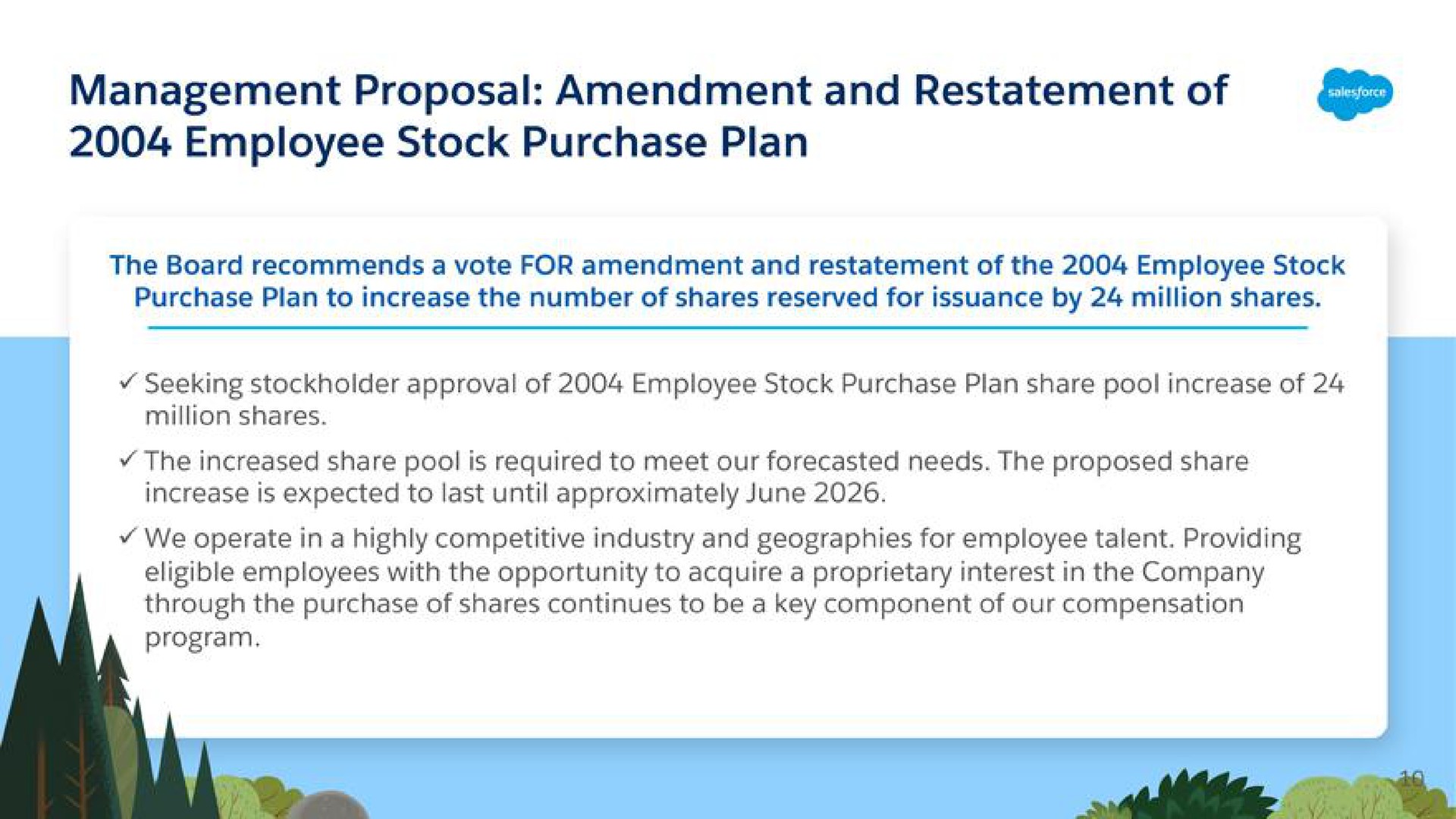 management proposal amendment and restatement of employee stock purchase plan | Salesforce
