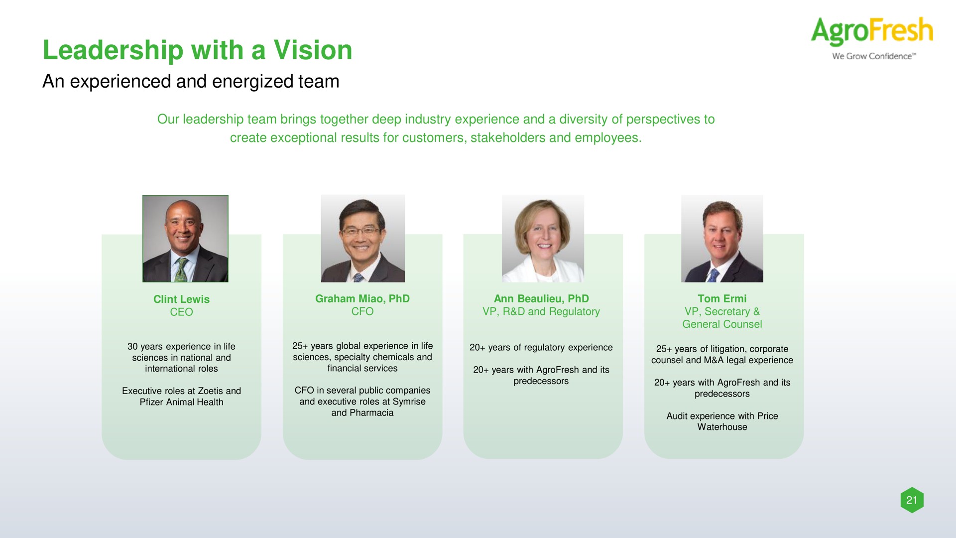 leadership with a vision an experienced and energized team | AgroFresh