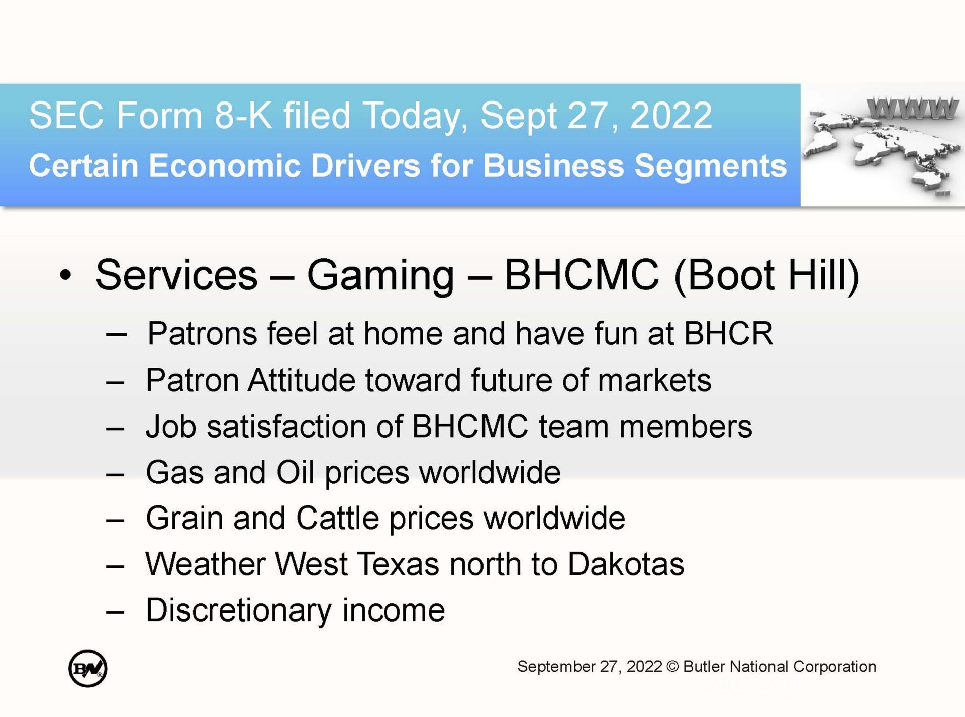 services gaming boot hill | Butler National Corporation