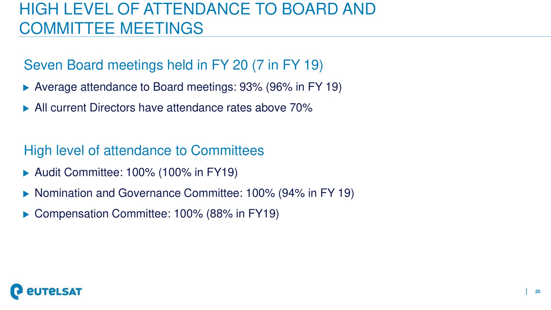 high level of attendance to board and committee meetings | Eutelsat