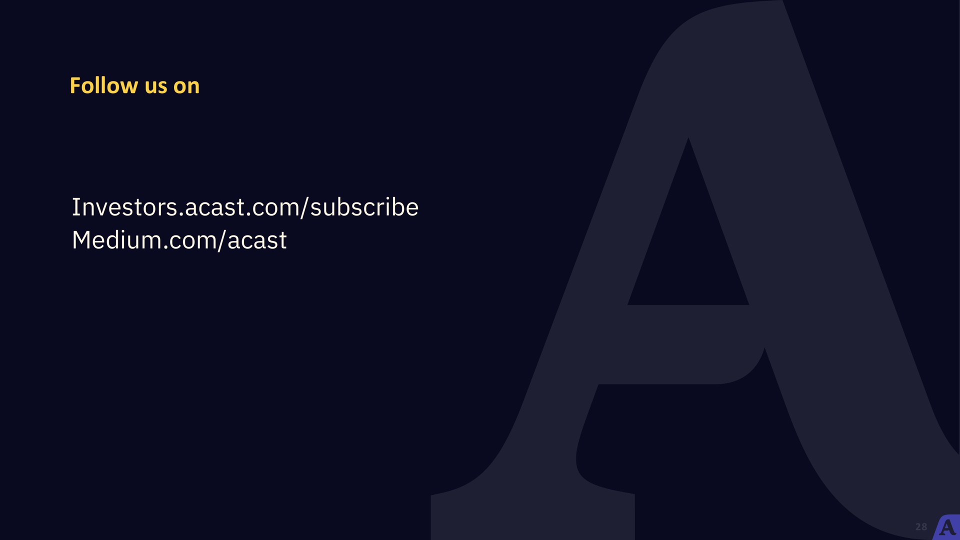 follow us on investors subscribe medium | Acast