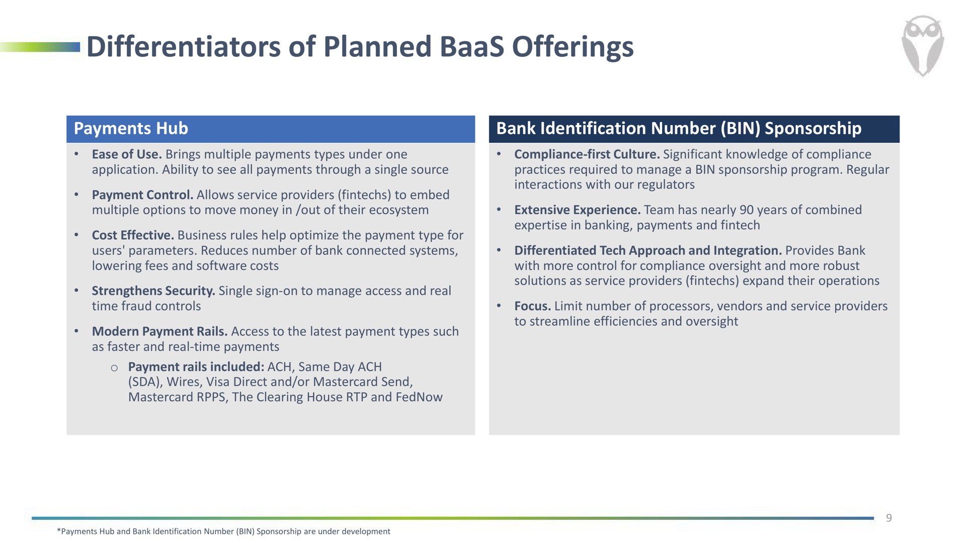 differentiators of planned baas offerings | FinWise Bancorp