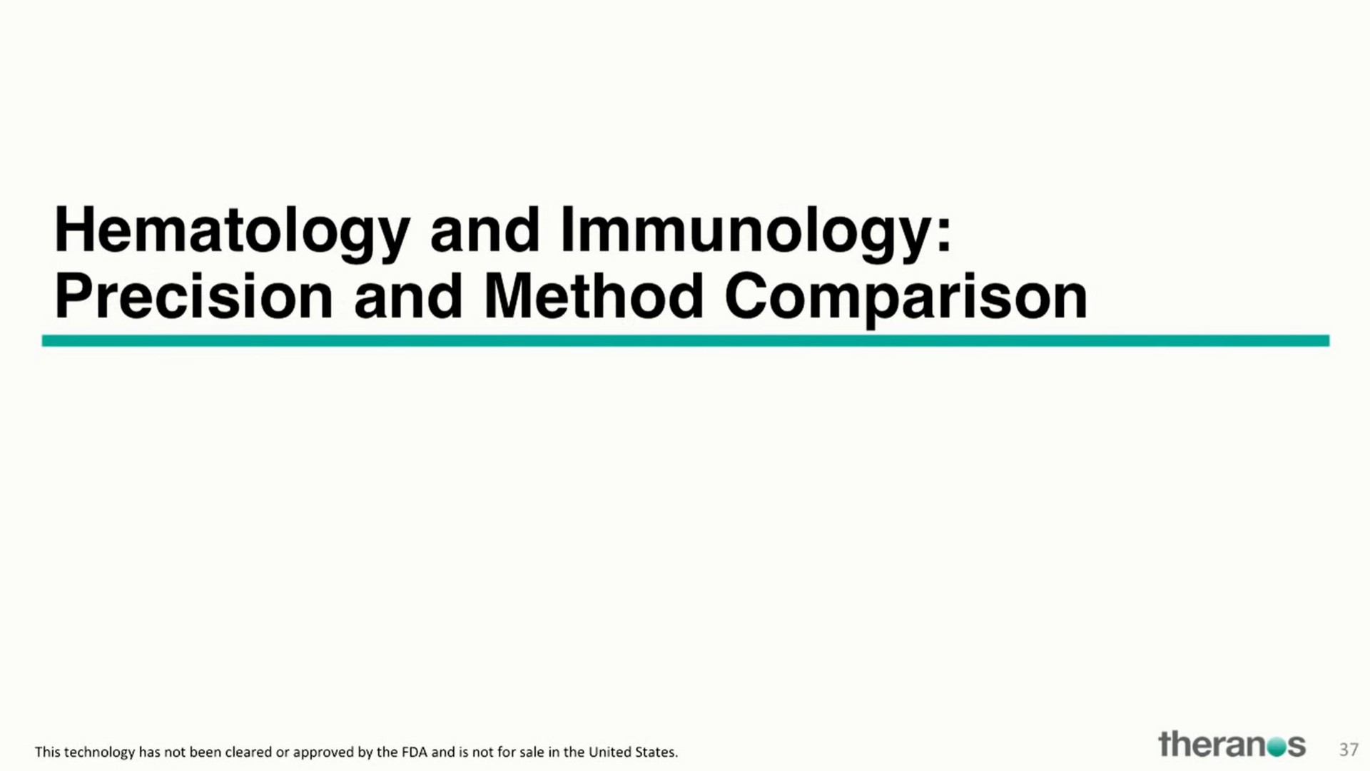 hematology and immunology precision and method comparison | Theranos