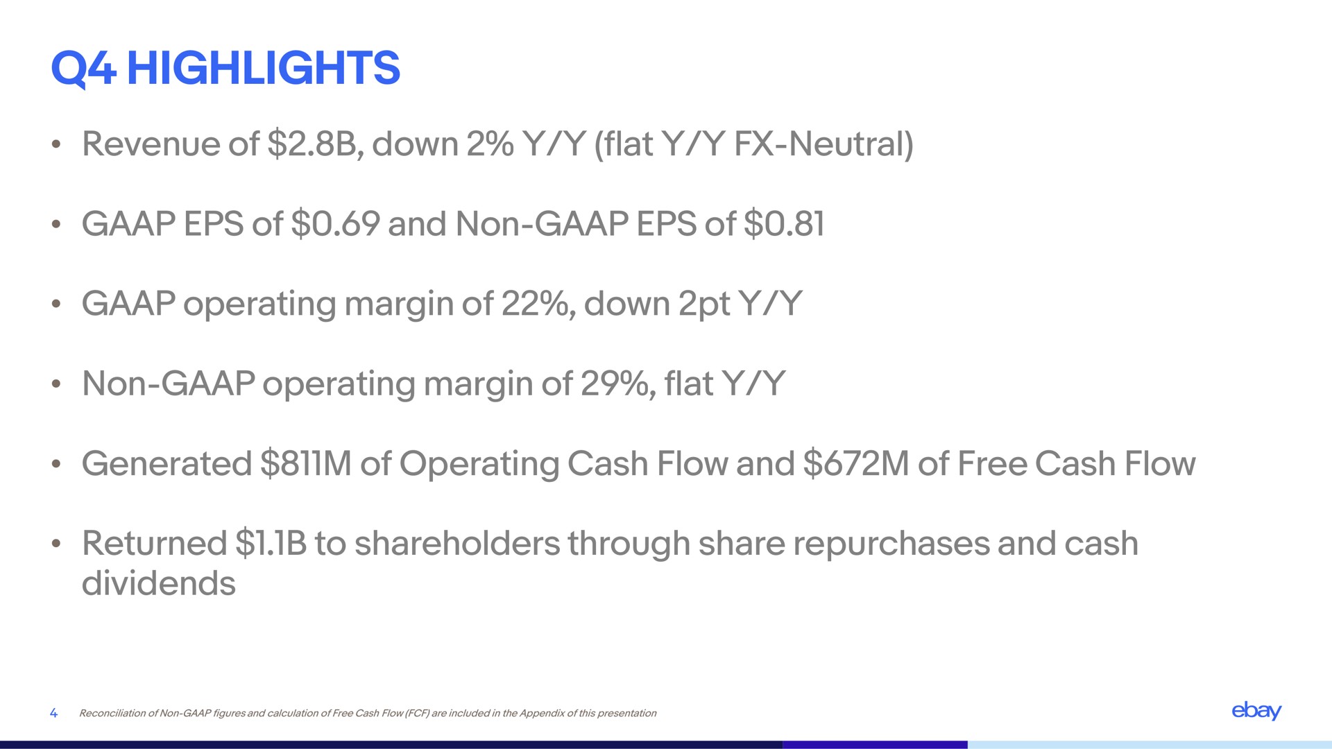 highlights revenue of down flat neutral | eBay