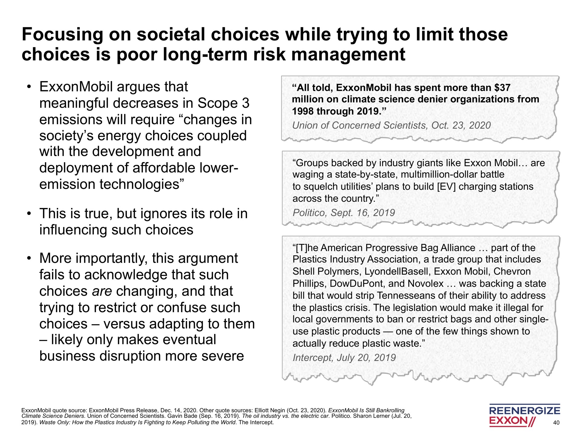 focusing on societal choices while trying to limit those choices is poor long term risk management | Engine No. 1