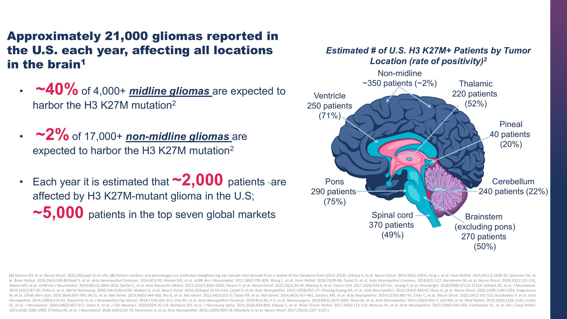 approximately gliomas reported in the each year affecting all locations in the brain of gliomas are expected to harbor the mutation of non gliomas are expected to harbor the mutation each year it is estimated that patients are affected by mutant glioma in the patients in the top seven global markets brain mutation mutation are | Chimerix