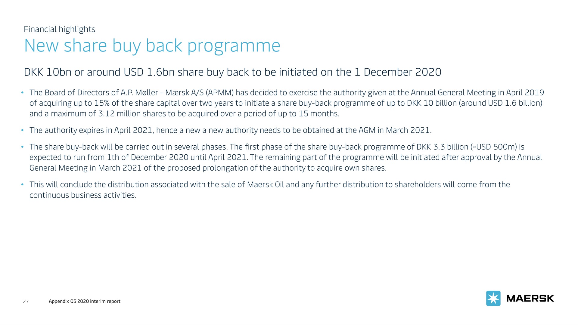 new share buy back | Maersk