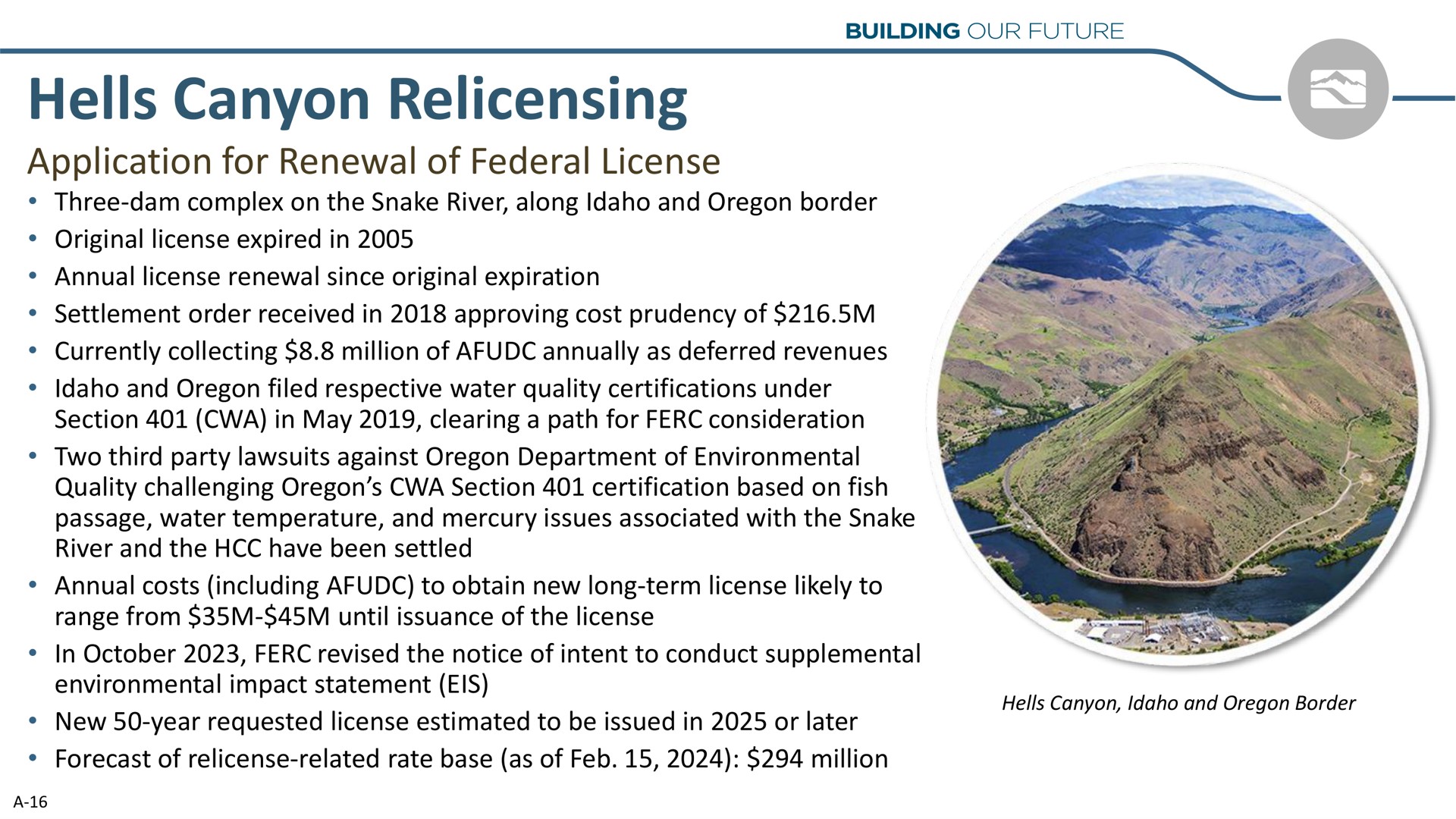 hells canyon application for renewal of federal license | Idacorp