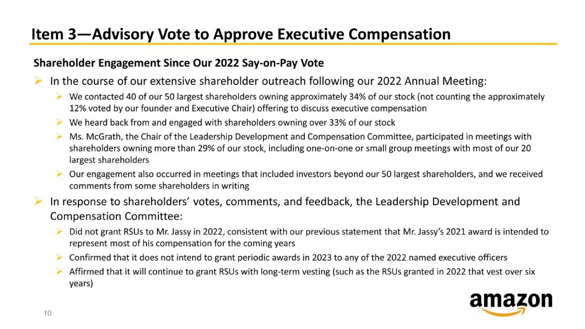 item advisory vote to approve executive compensation | Amazon