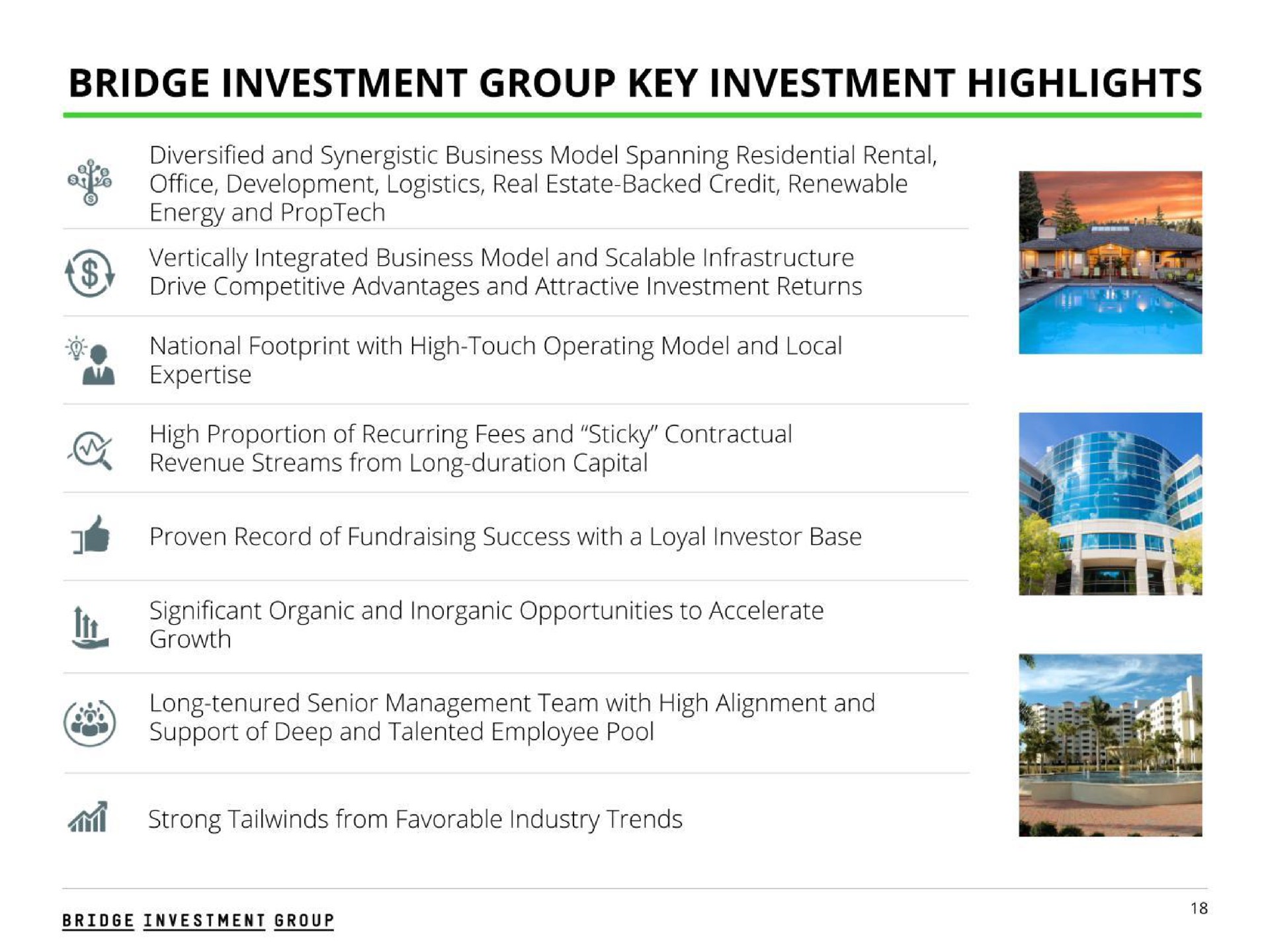 bridge investment group key investment highlights long tenured senior management team with high alignment and | Bridge Investment Group