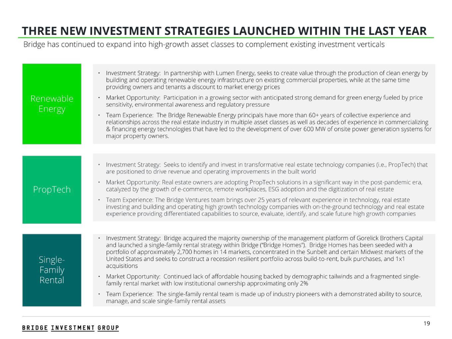 three new investment strategies launched within the last year | Bridge Investment Group