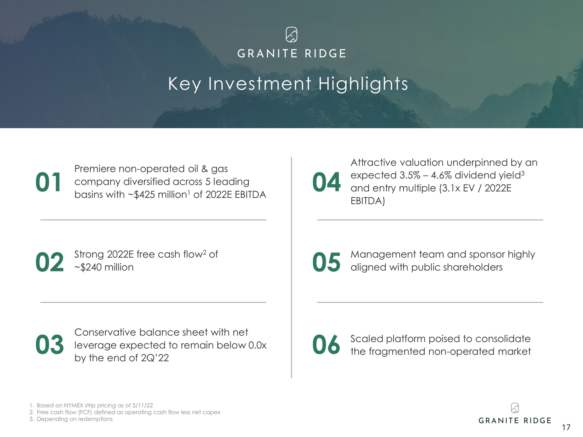 key investment highlights basins with million of | Granite Ridge