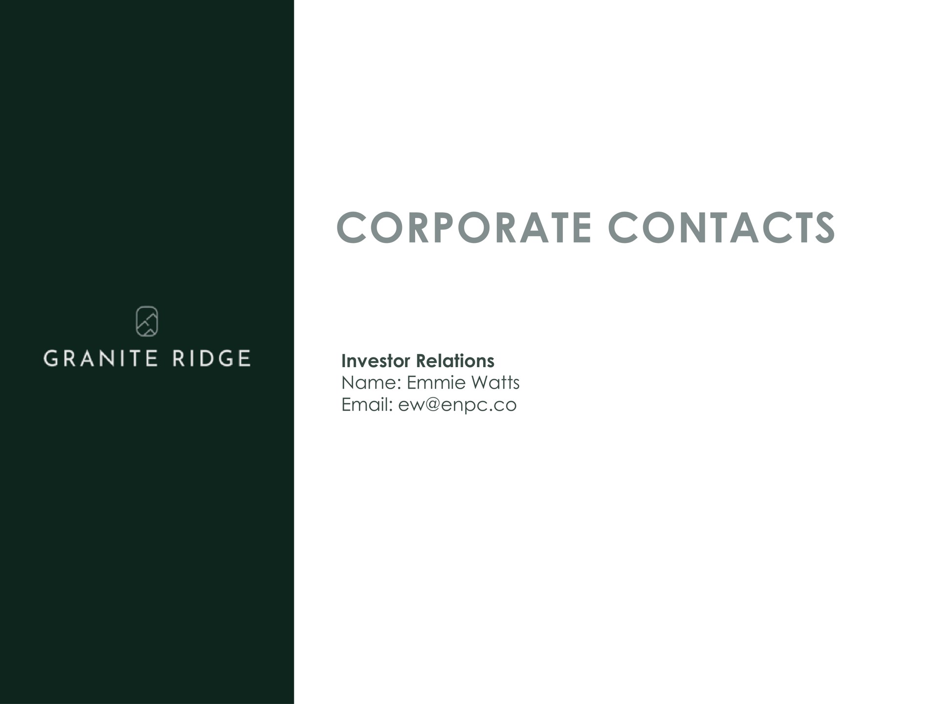 corporate contacts granite ridge | Granite Ridge