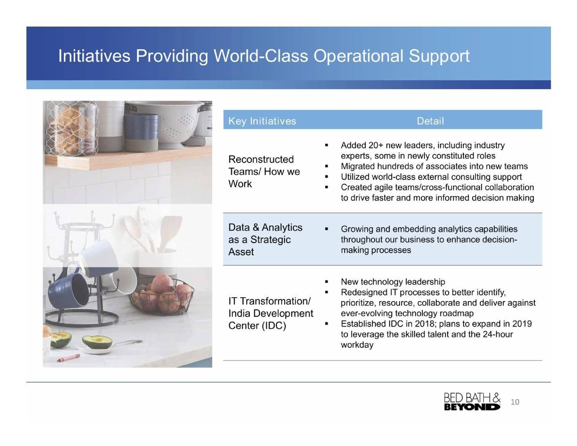 initiatives providing world class operational support | Bed Bath & Beyond