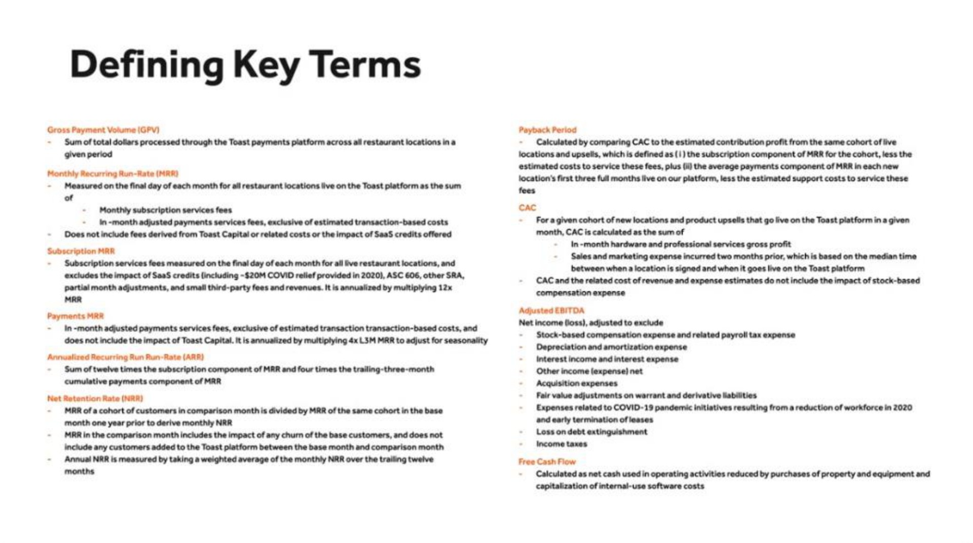 defining key terms | Toast