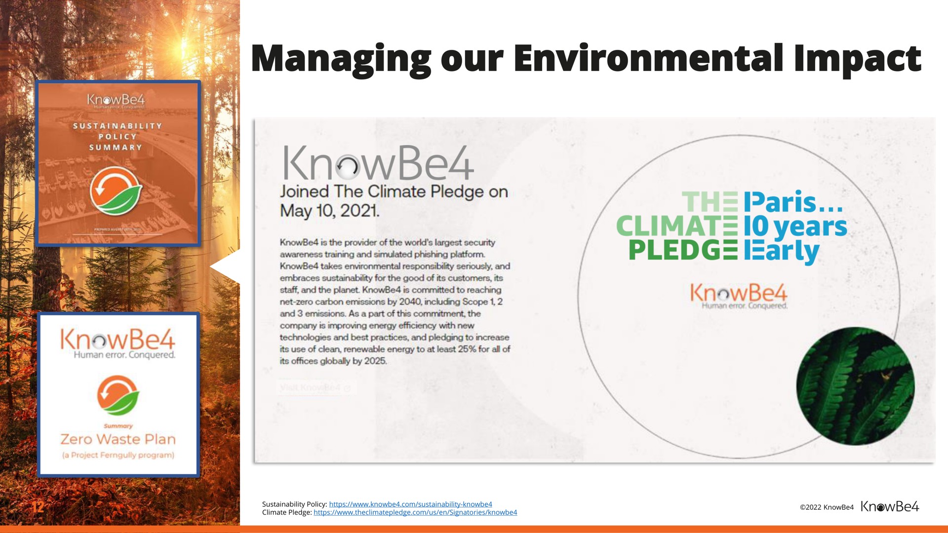 managing our environmental impact may years | KnowBe4