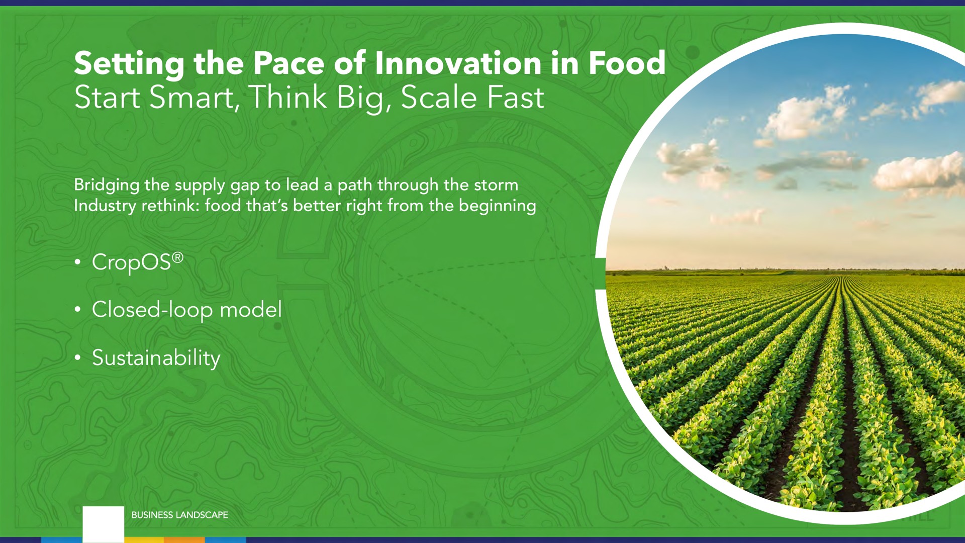 setting the pace of innovation in food start smart think big scale fast | Benson Hill