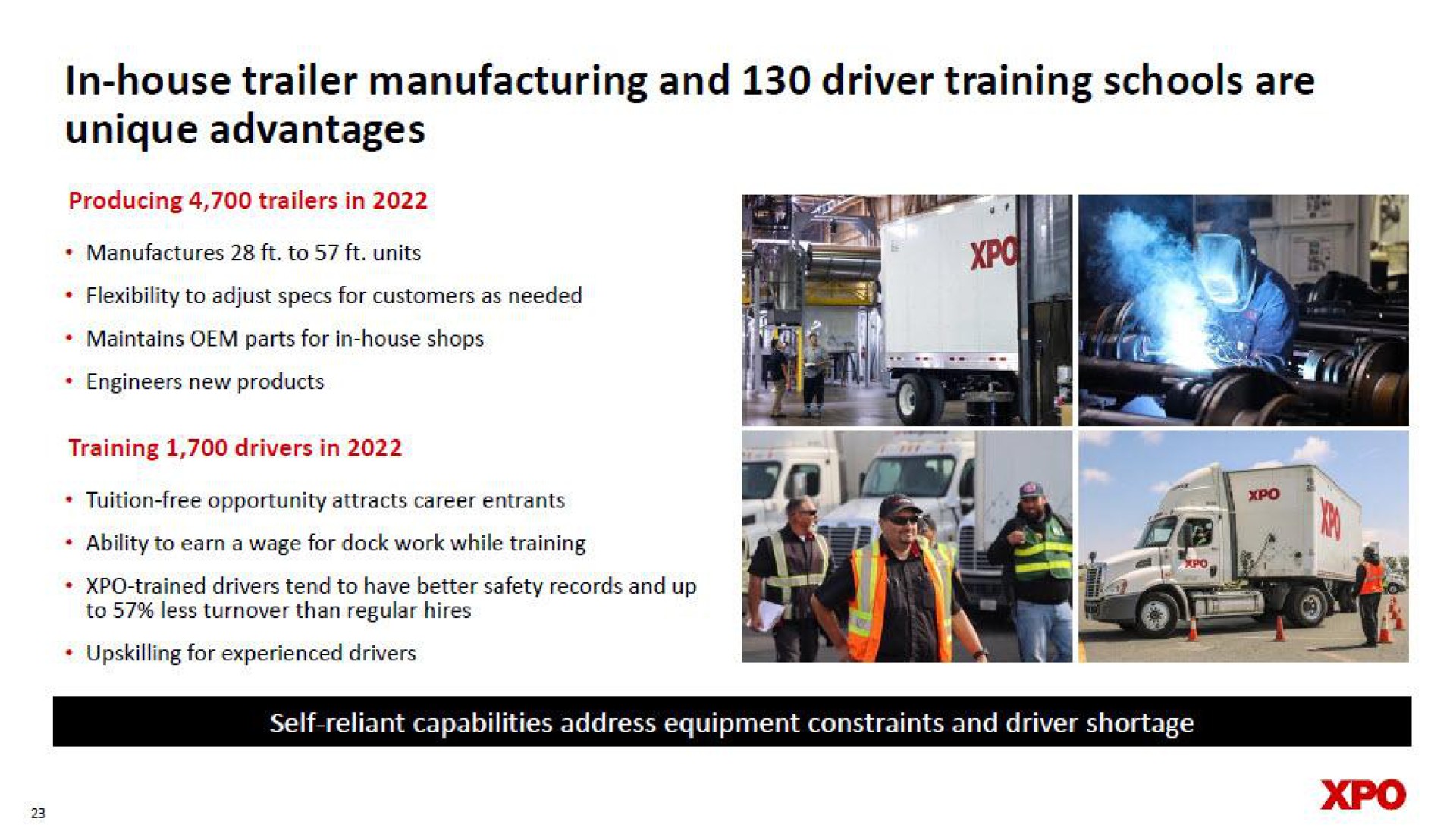 in house trailer manufacturing and driver training schools are unique advantages | XPO Logistics