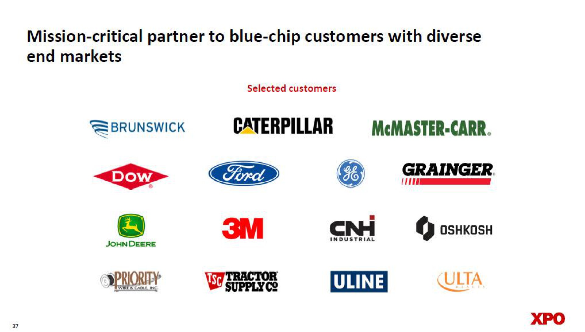 mission critical partner to blue chip customers with diverse end markets caterpillar carr | XPO Logistics