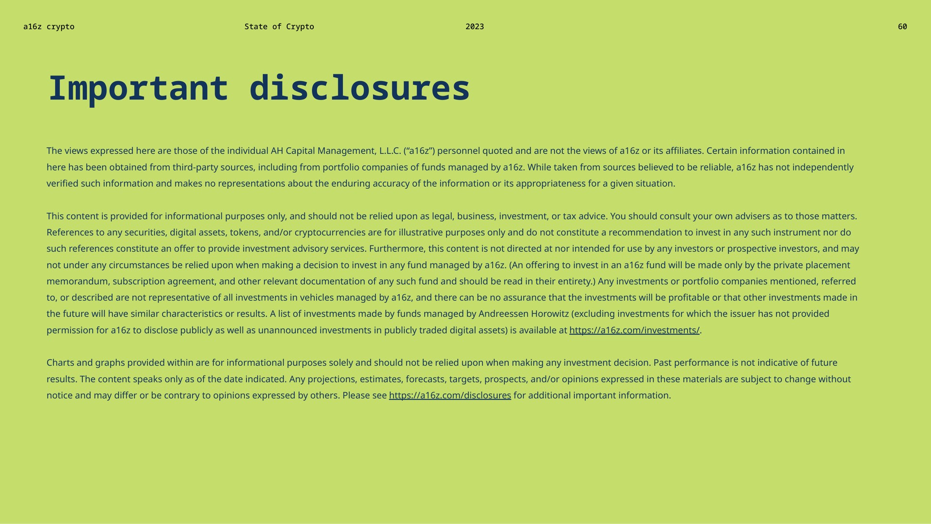 important disclosures | a16z