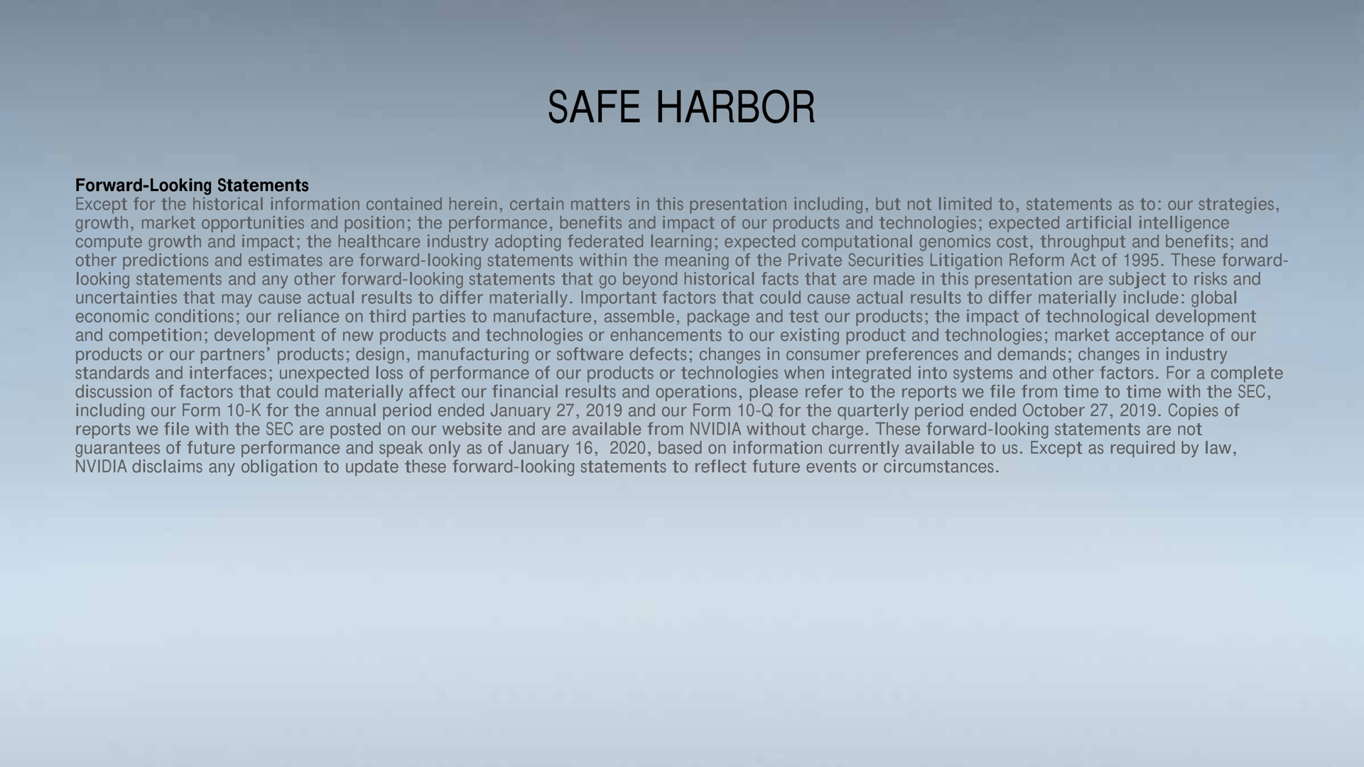 safe harbor | NVIDIA