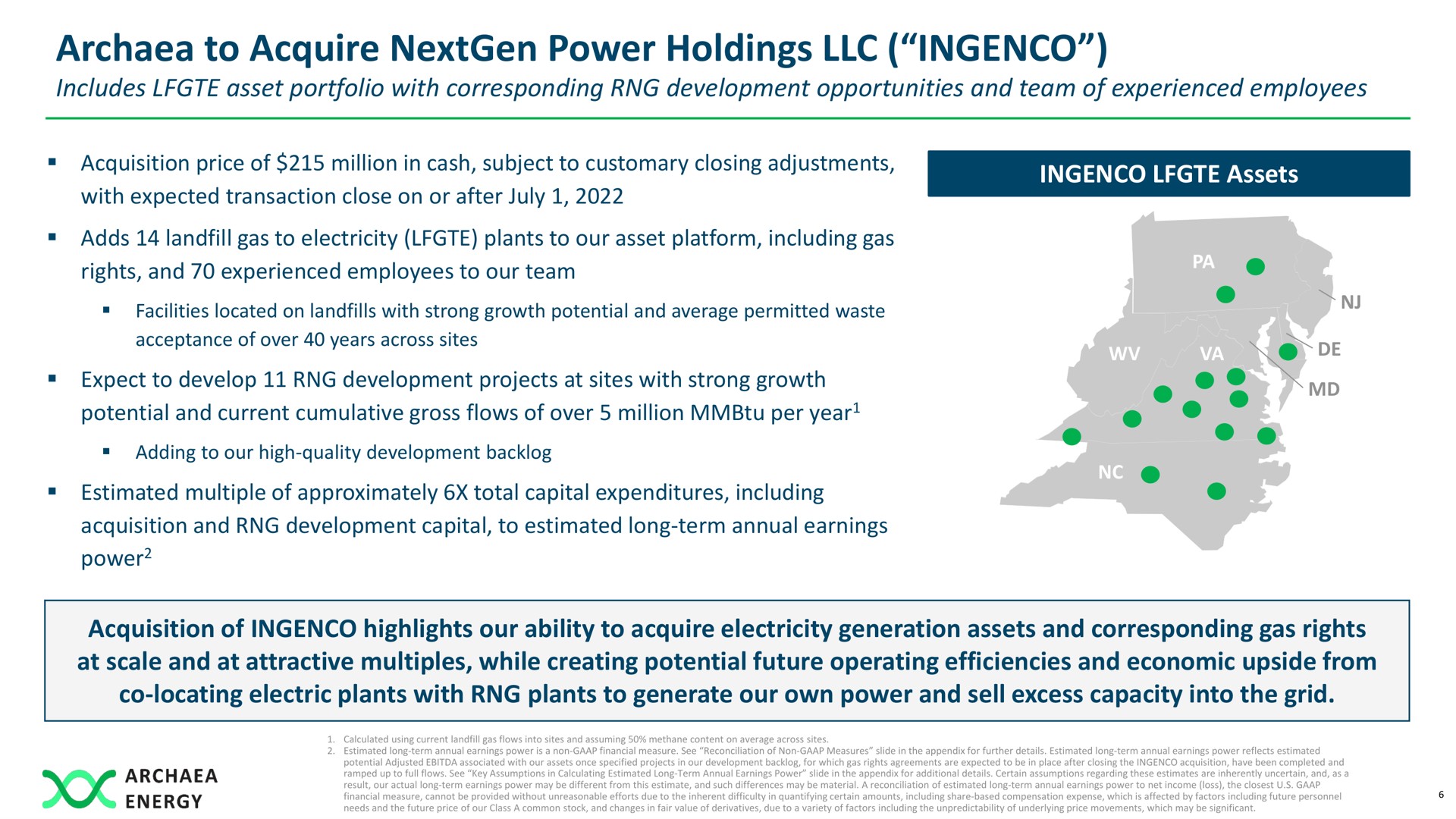 to acquire power holdings | Archaea Energy