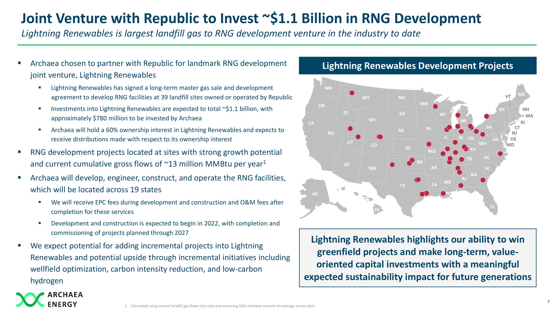 joint venture with republic to invest billion in development | Archaea Energy
