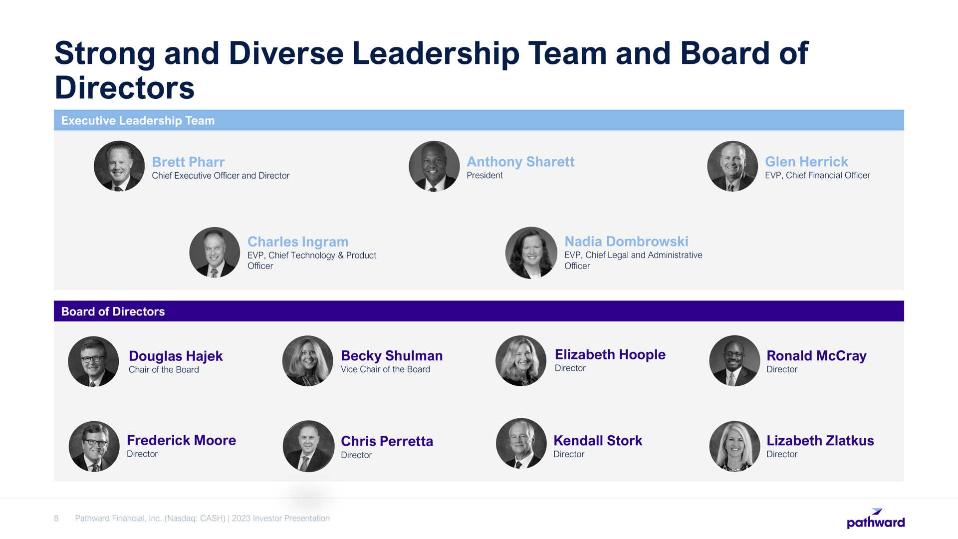 strong and diverse leadership team and board of directors | Pathward Financial