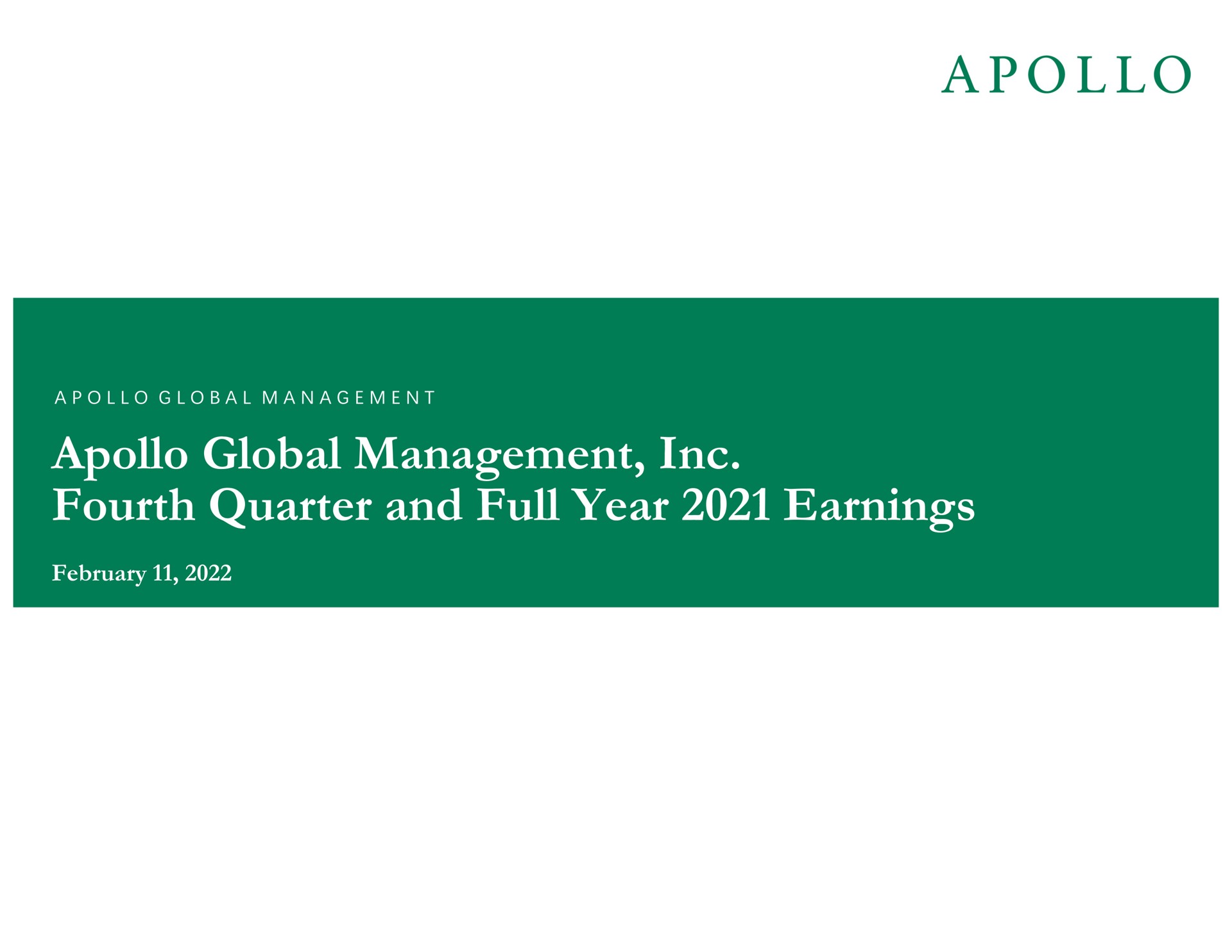 global management fourth quarter and full year earnings | Apollo Global Management