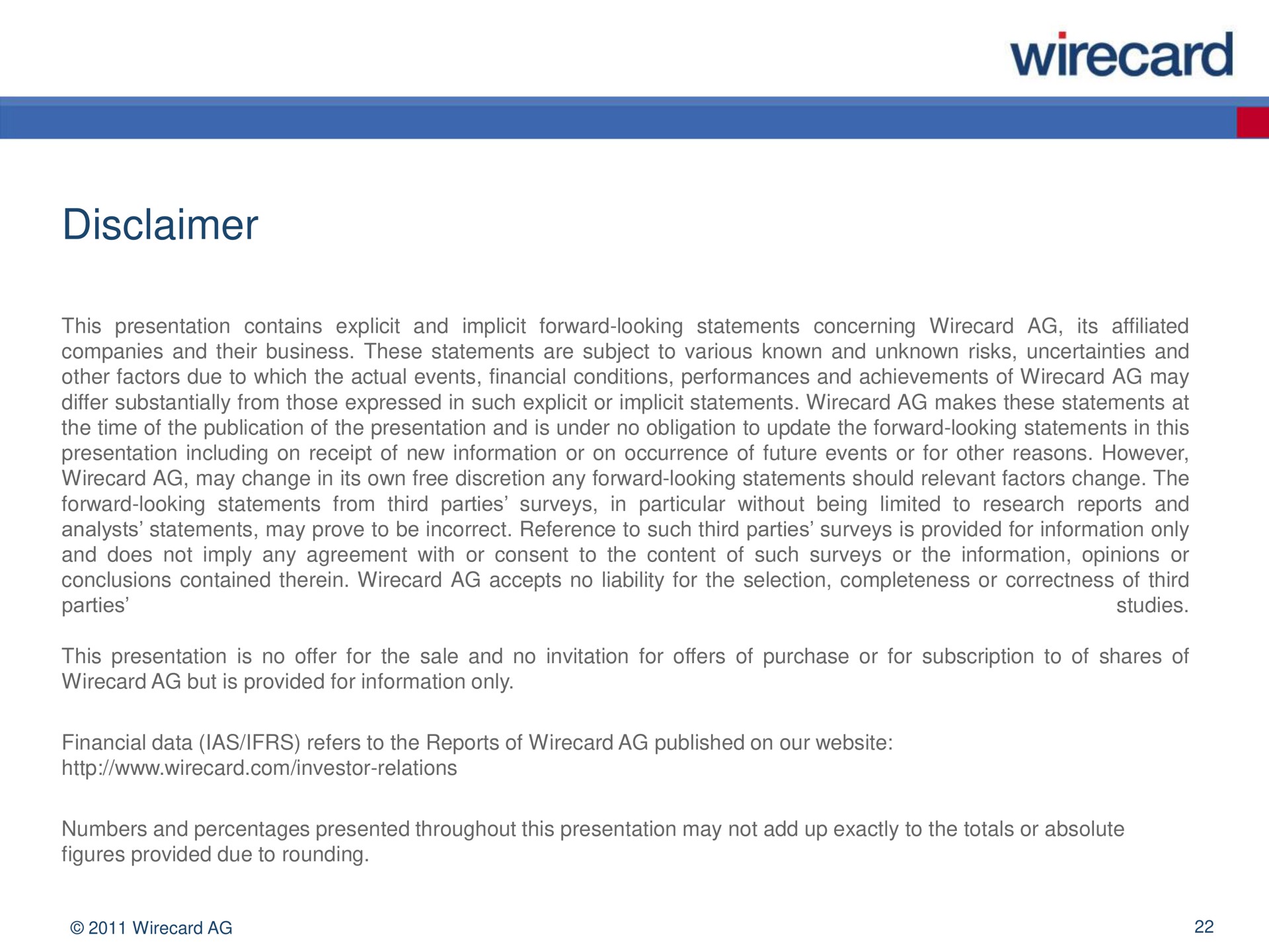 disclaimer a | Wirecard