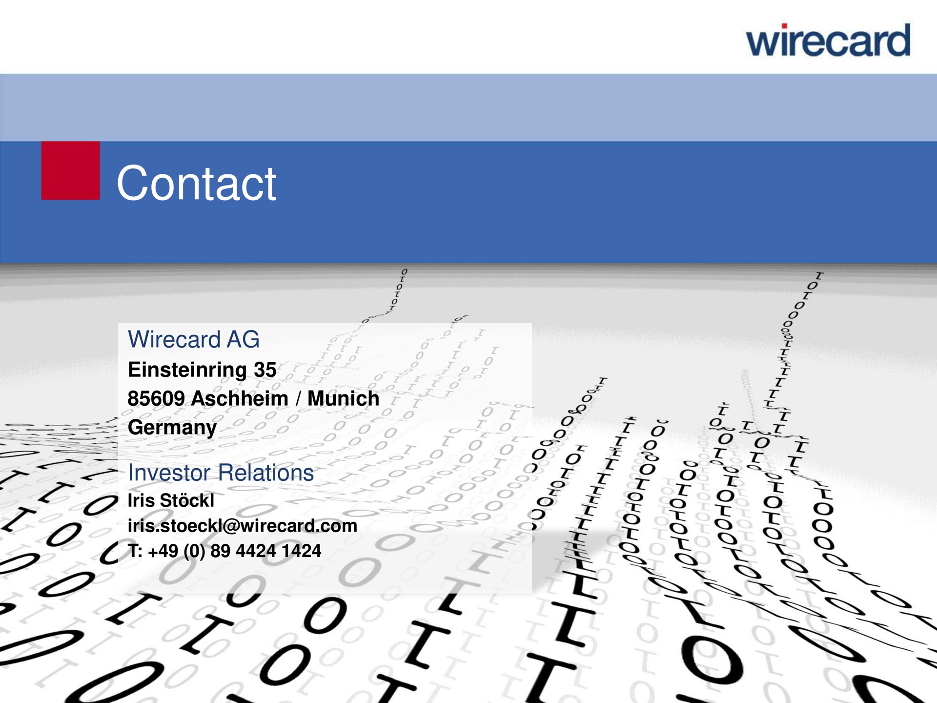 contact he investor relations pos so a | Wirecard