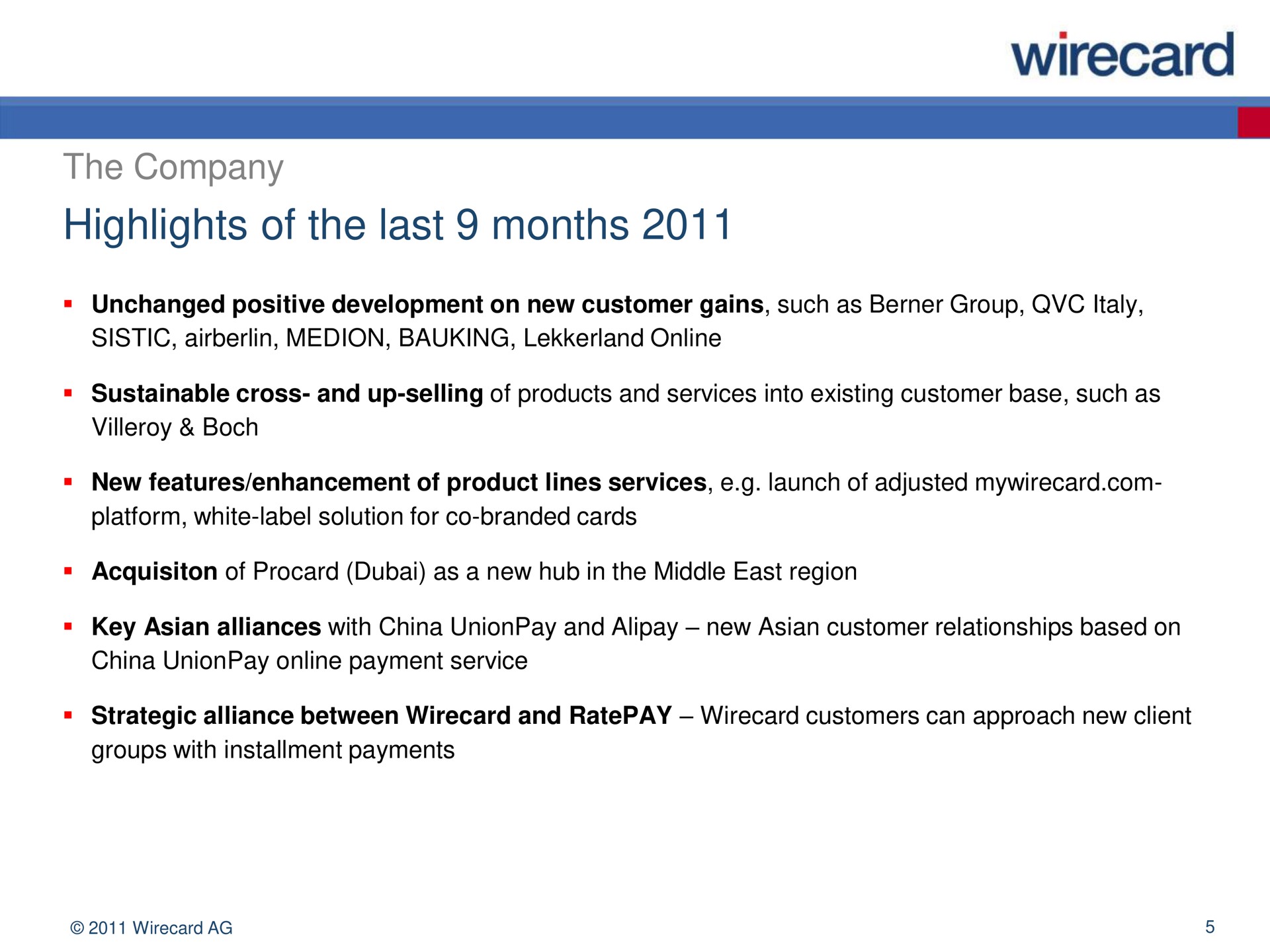 highlights of the last months | Wirecard