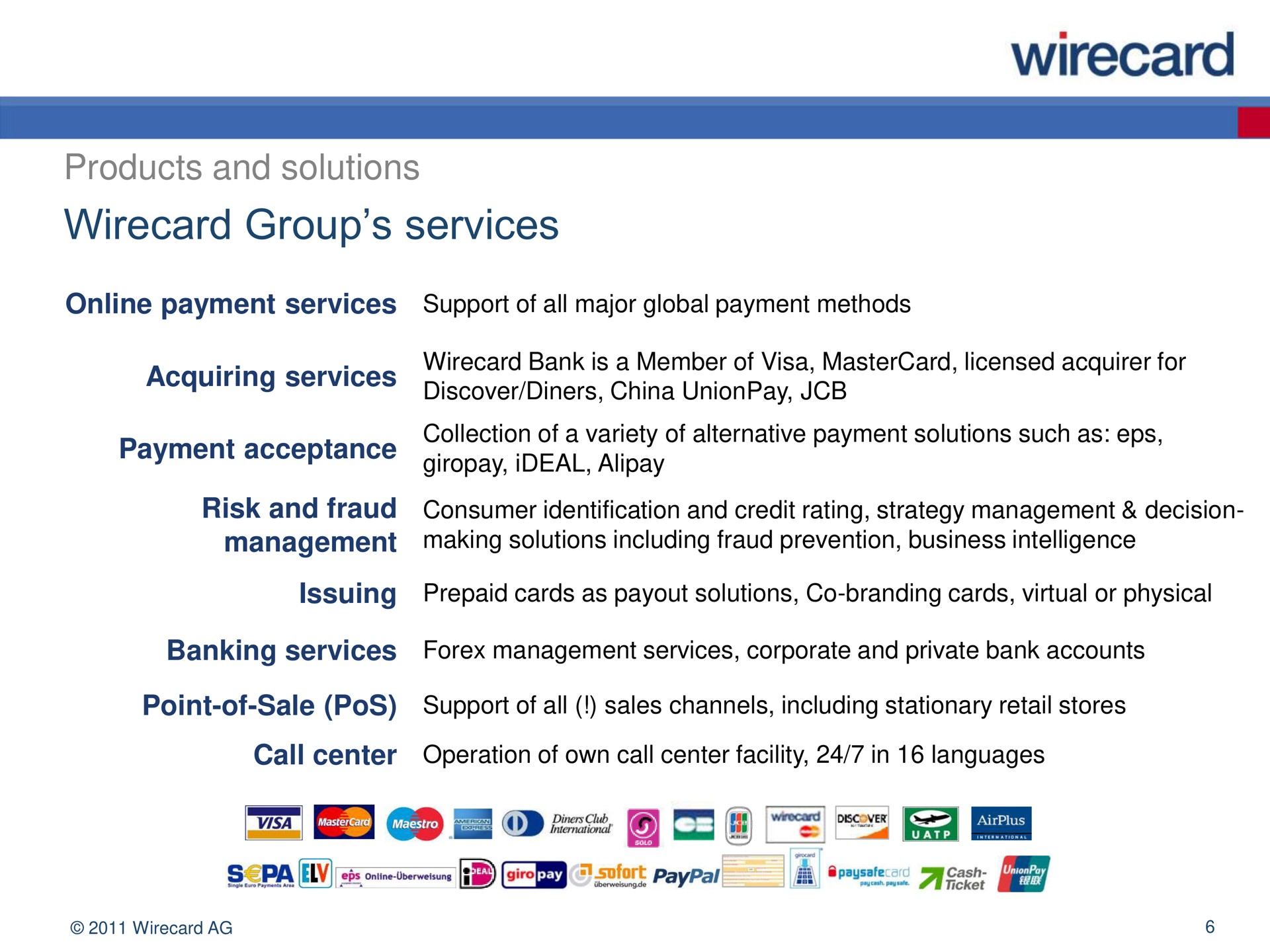 group services axe | Wirecard