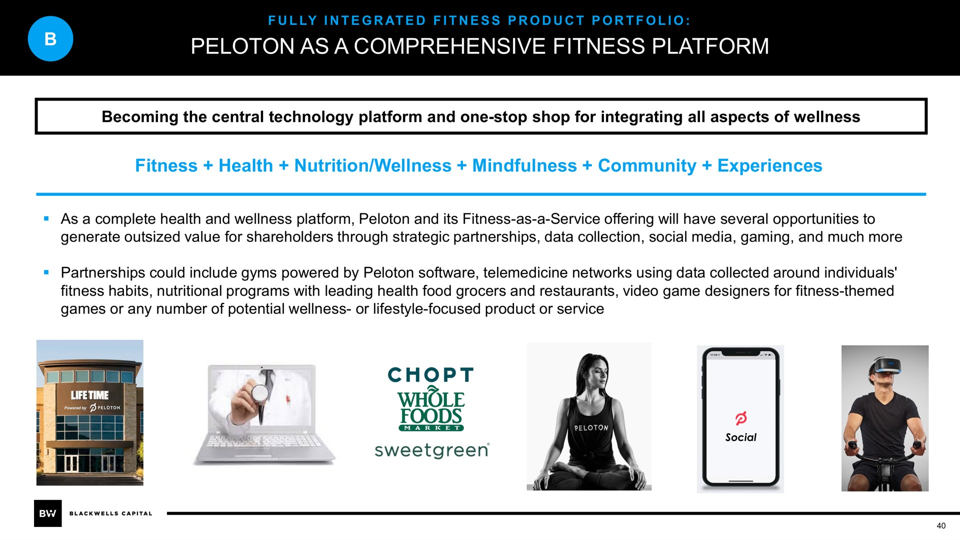 peloton as a comprehensive fitness platform fitness health nutrition wellness mindfulness community experiences whole | Blackwells Capital