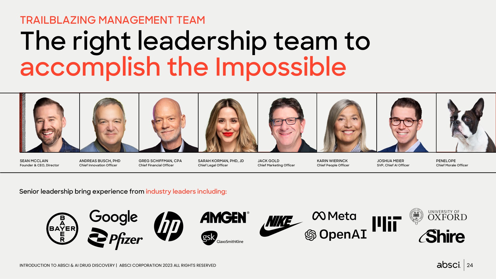 management team the right leadership team to accomplish the impossible yee | Absci