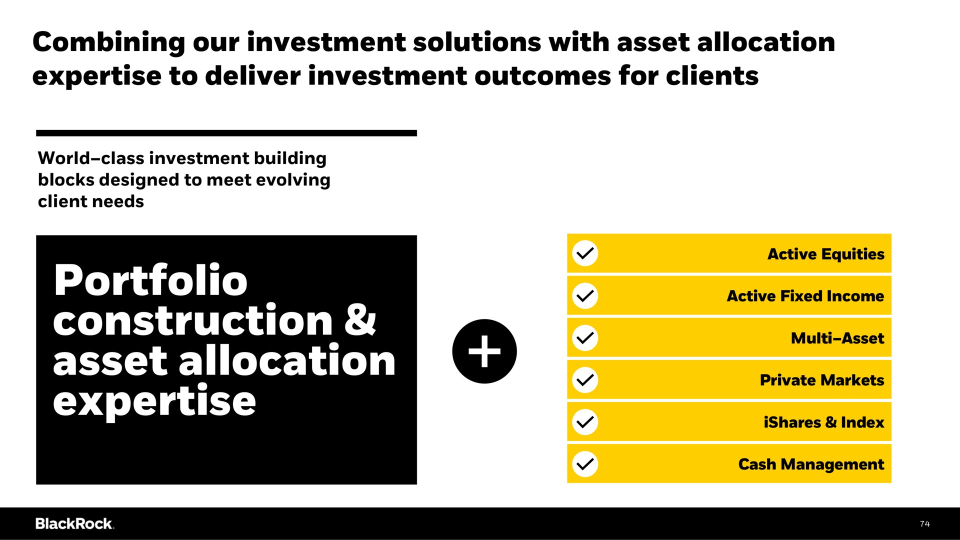combining our investment solutions with asset allocation to deliver investment outcomes for clients portfolio construction asset allocation fet a | BlackRock